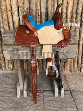 10" Sheridan Youth Barrel Racing Saddle Basket/Turquoise Seat