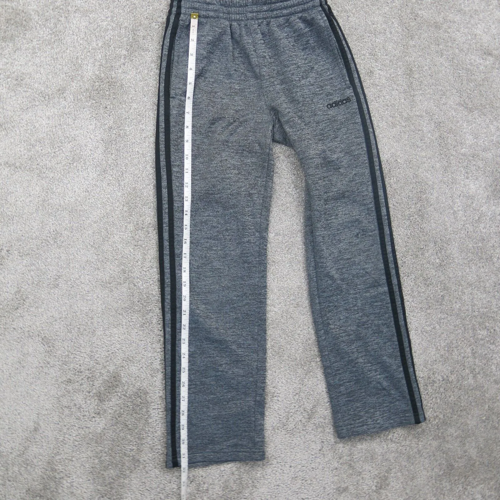 Adidas Men Activewear Sweatpant 2 Black Striped Stretch Waist Charcoal Heather M