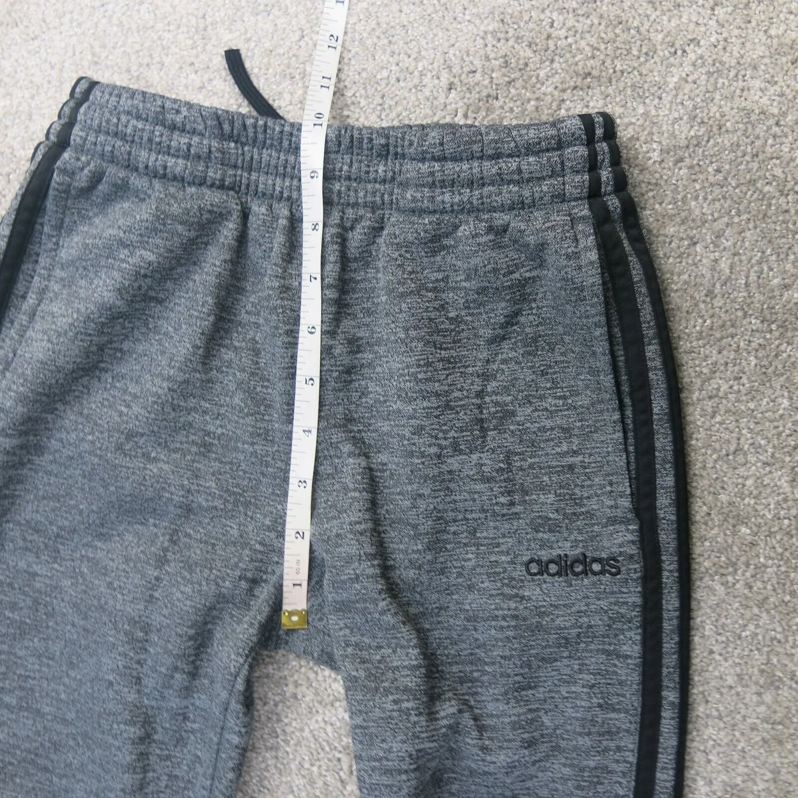 Adidas Men Activewear Sweatpant 2 Black Striped Stretch Waist Charcoal Heather M