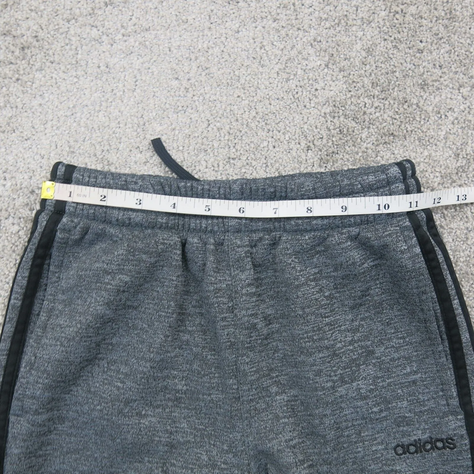 Adidas Men Activewear Sweatpant 2 Black Striped Stretch Waist Charcoal Heather M