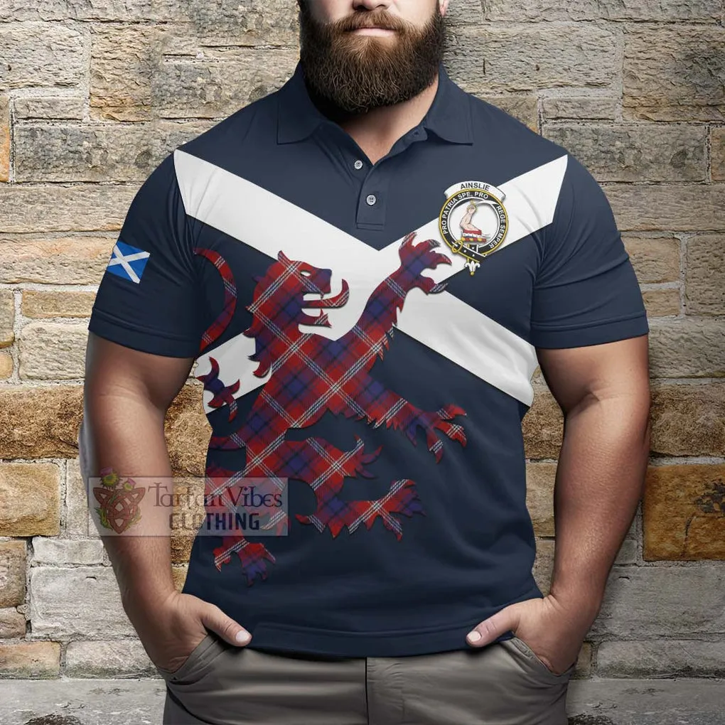 Ainslie Tartan Lion Rampant Polo Shirt Proudly Display Your Heritage with Alba Gu Brath and Clan Name