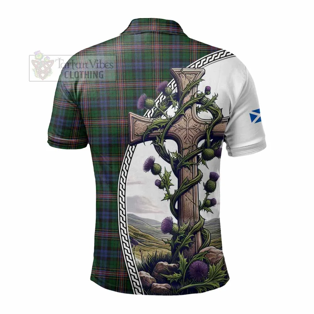 Allison Tartan Polo Shirt with Family Crest and St. Andrew's Cross Accented by Thistle Vines