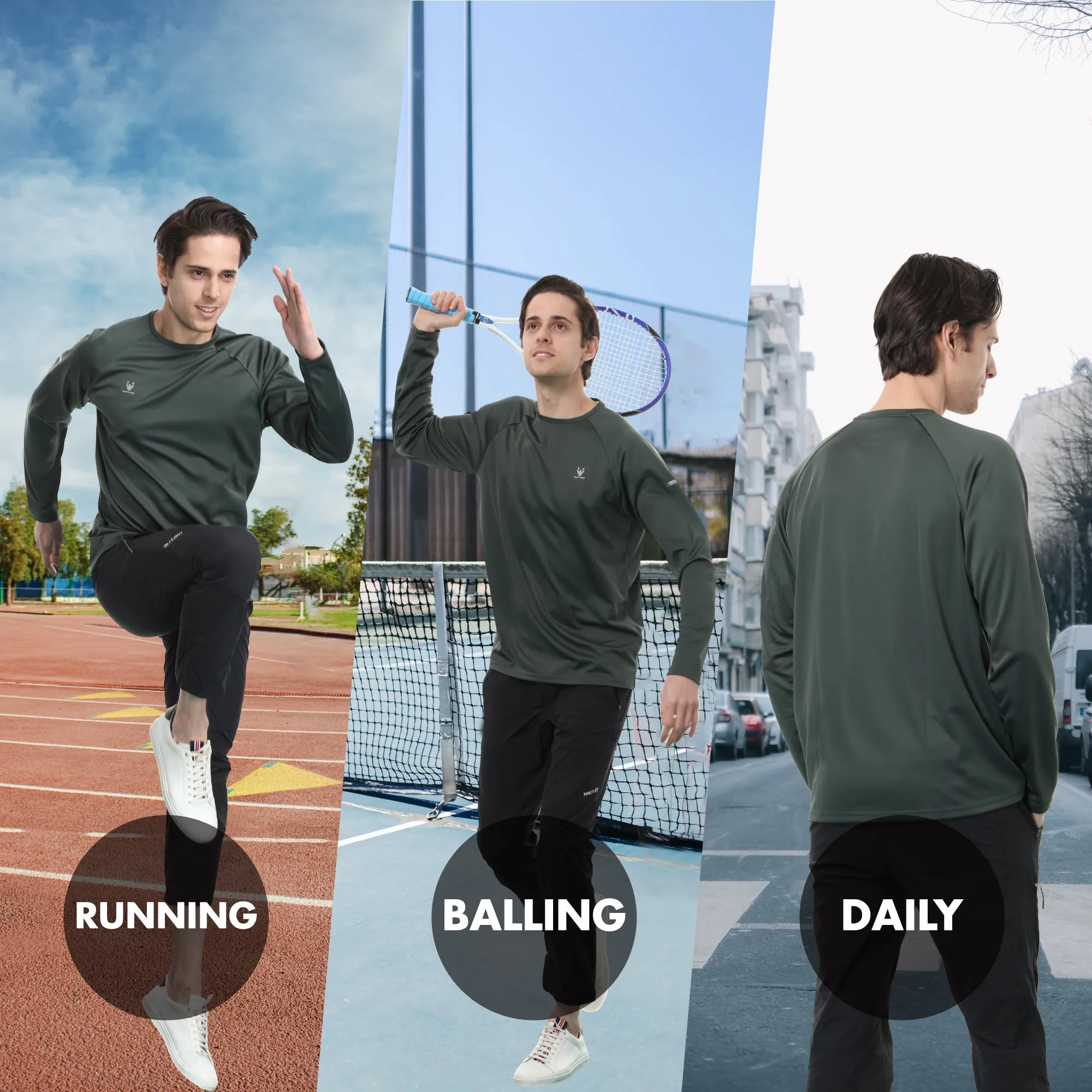 ALPHA CAMP Men’s Quick Dry Crew Neck Long Sleeve T Shirts Workout Athletic Running Gym Shirts for Men
