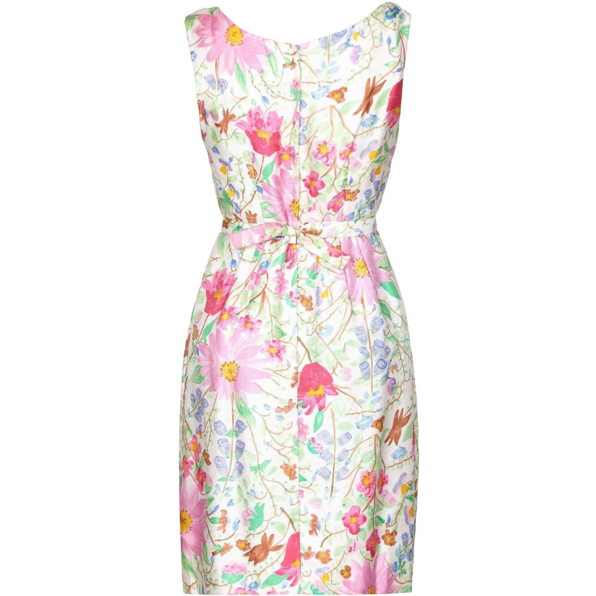 ARCHIVE: Jeunesse 1960s Silk Floral Printed Dress with Matching Belt
