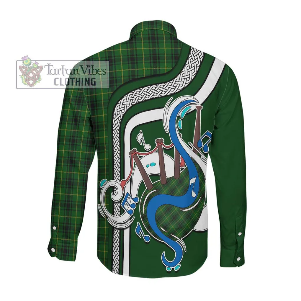 Arthur Tartan Long Sleeve Button Shirt with Epic Bagpipe Style