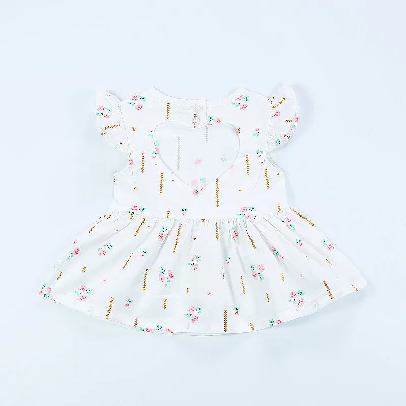 Baby Love Lvkong Dress Female Baby Fly Sleeve Flower Print Dress Cotton Children New Kids Clothing