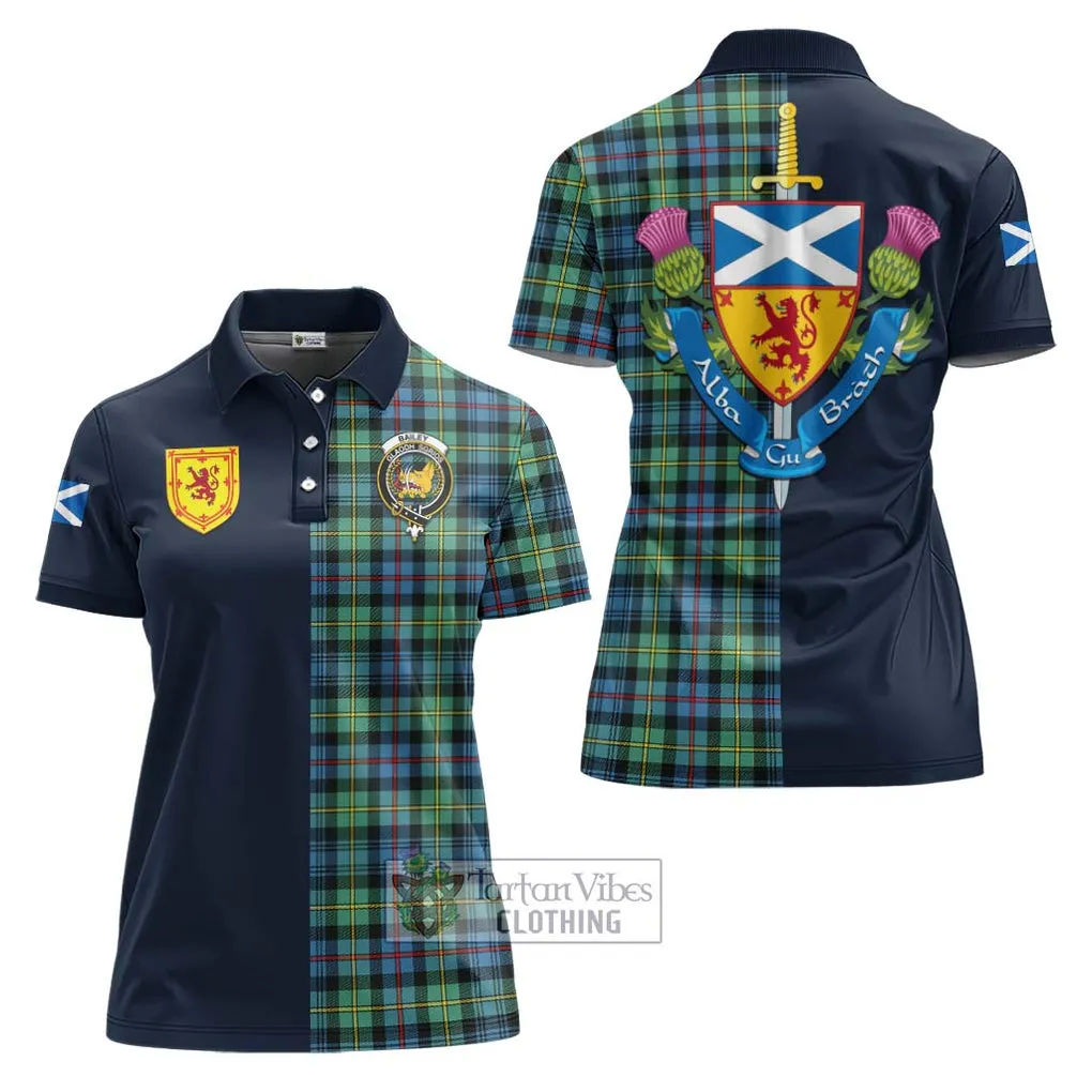 Bailey Ancient Tartan Women's Polo Shirt Alba with Scottish Lion Royal Arm Half Style