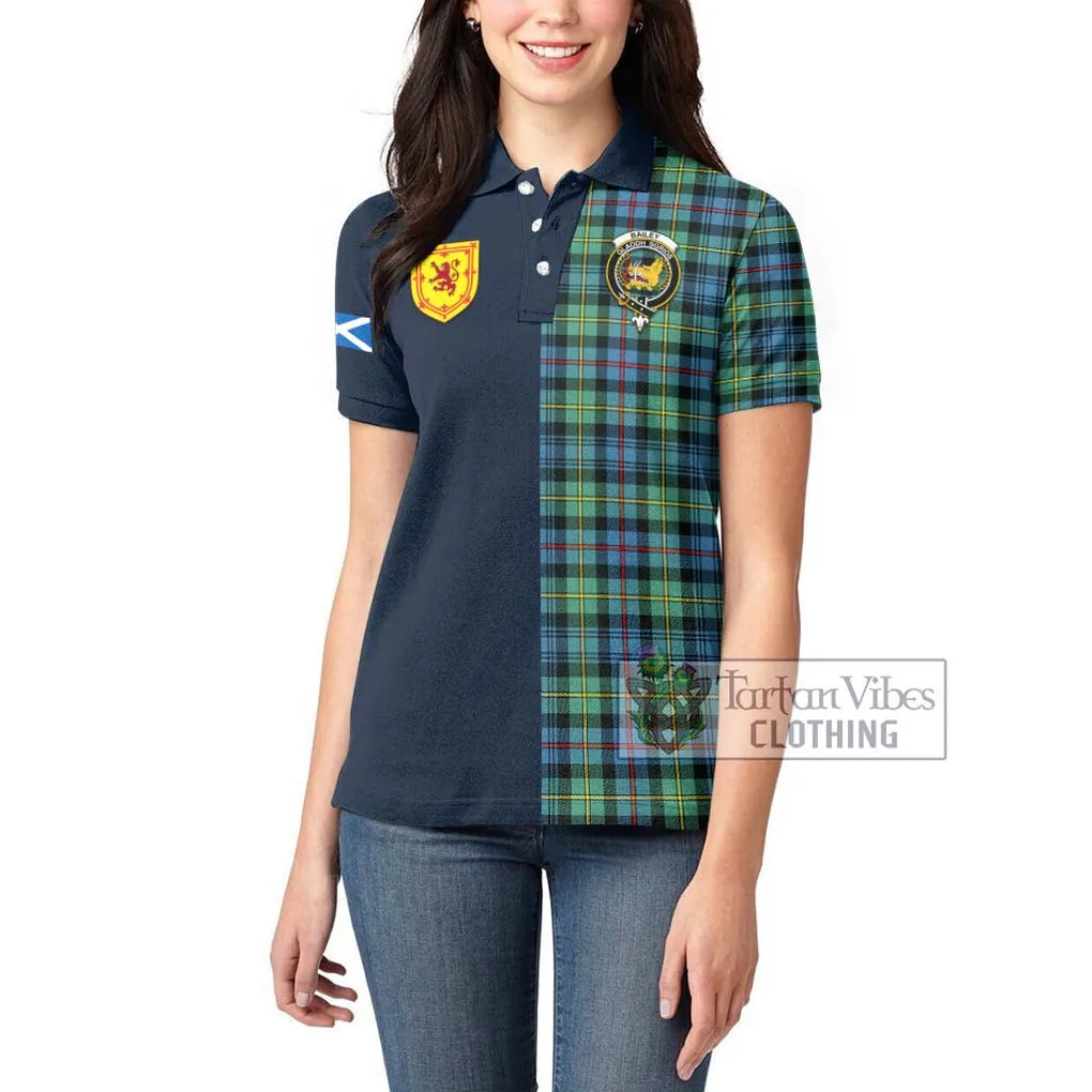 Bailey Ancient Tartan Women's Polo Shirt Alba with Scottish Lion Royal Arm Half Style