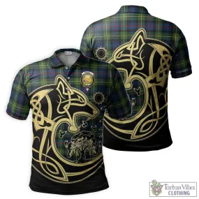 Bailey Modern Tartan Polo Shirt with Family Crest Celtic Wolf Style