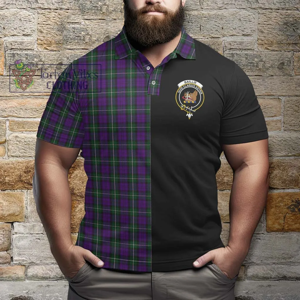 Baillie Highland Society Tartan Polo Shirt with Family Crest and Half Of Me Style