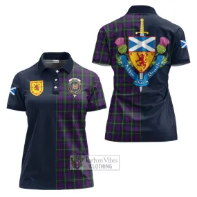 Baillie Highland Society Tartan Women's Polo Shirt Alba with Scottish Lion Royal Arm Half Style