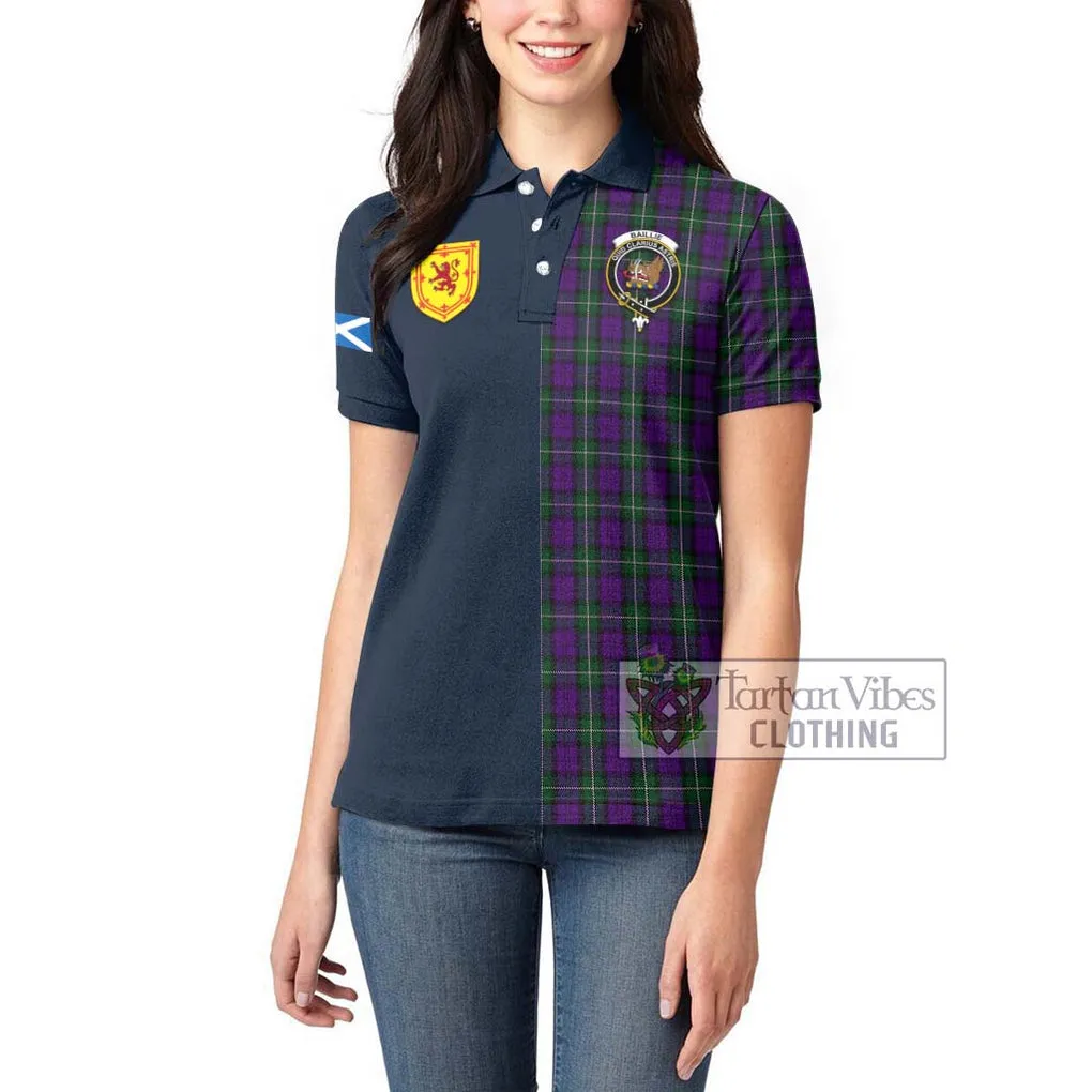 Baillie Highland Society Tartan Women's Polo Shirt Alba with Scottish Lion Royal Arm Half Style