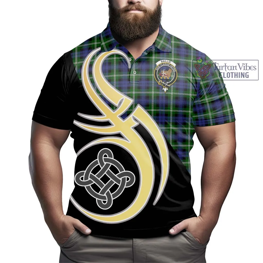 Baillie of Polkemmet Tartan Polo Shirt with Family Crest and Celtic Symbol Style