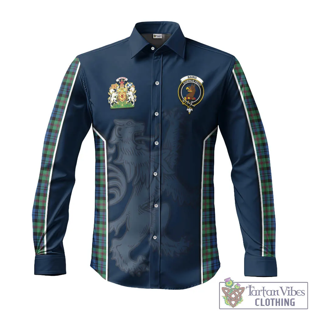 Baird Ancient Tartan Long Sleeve Button Up Shirt with Family Crest and Lion Rampant Vibes Sport Style