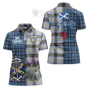 Bell Tartan Women's Polo Shirt Happy St. Andrew's Day Half Tartan Style