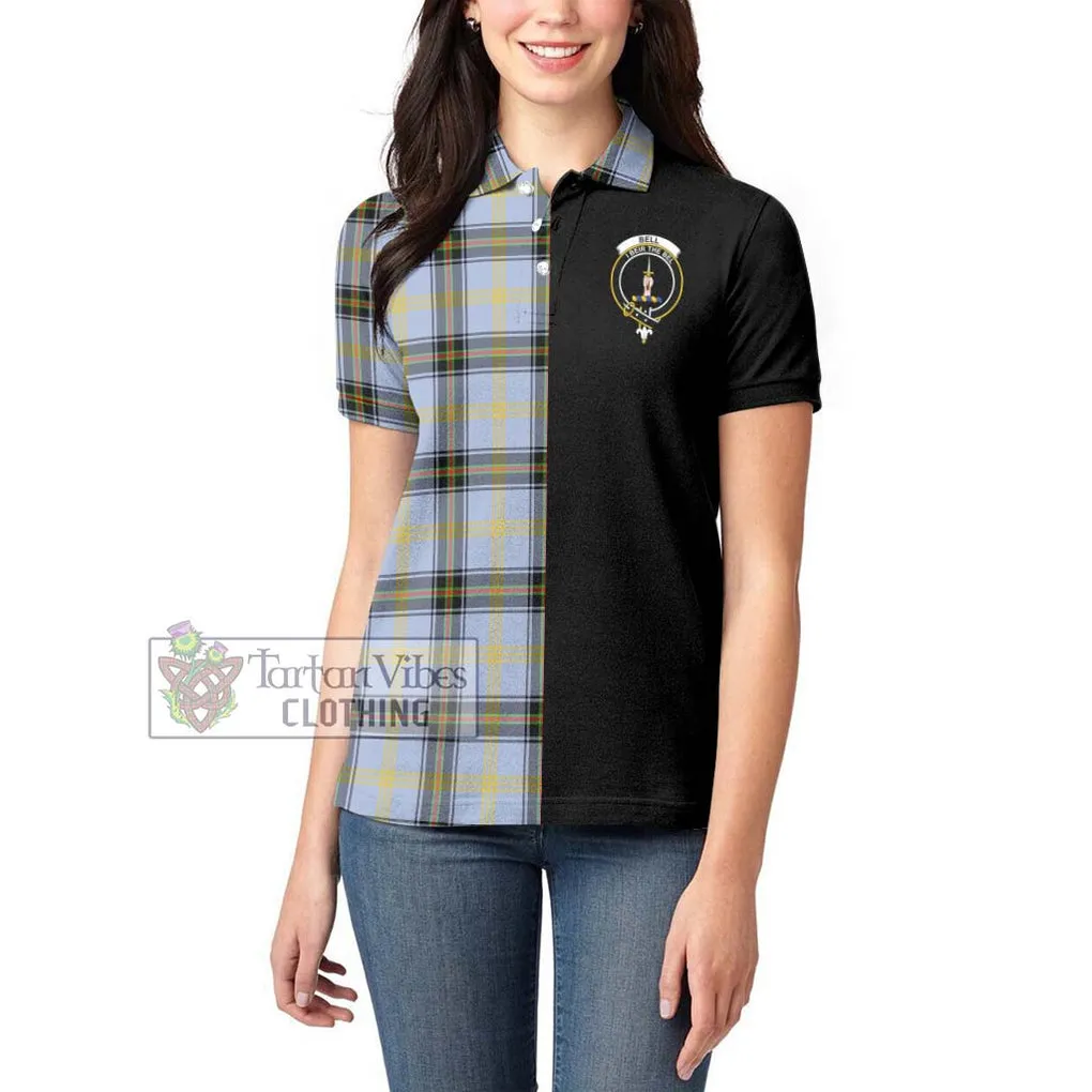 Bell Tartan Women's Polo Shirt with Family Crest and Half Of Me Style