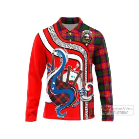 Belsches Tartan Long Sleeve Polo Shirt with Epic Bagpipe Style