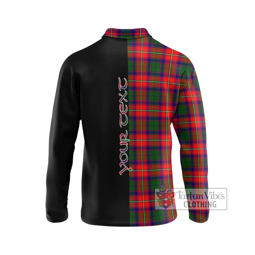 Belsches Tartan Long Sleeve Polo Shirt with Family Crest and Half Of Me Style