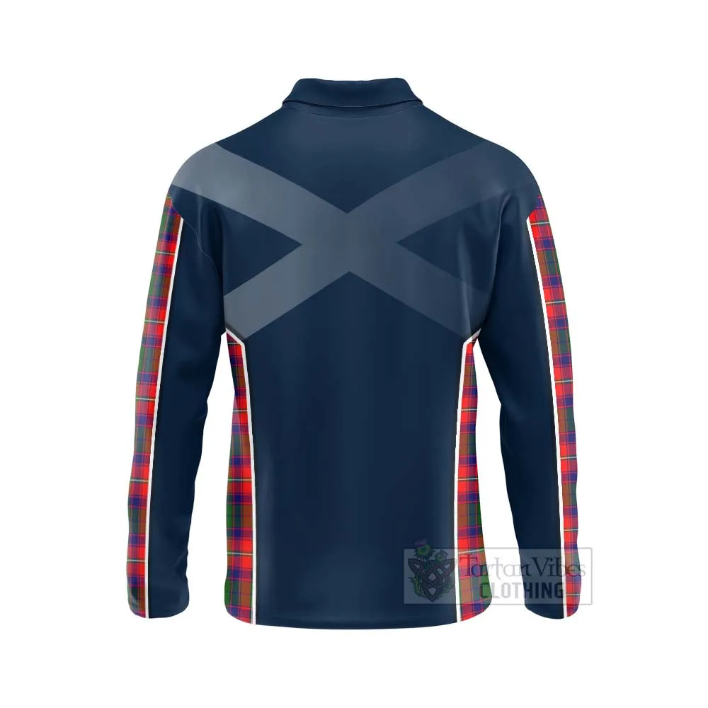 Belshes (Belsches) Tartan Long Sleeve Polo Shirt with Family Crest and Scottish Thistle Vibes Sport Style