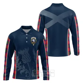Belshes (Belsches) Tartan Long Sleeve Polo Shirt with Family Crest and Scottish Thistle Vibes Sport Style