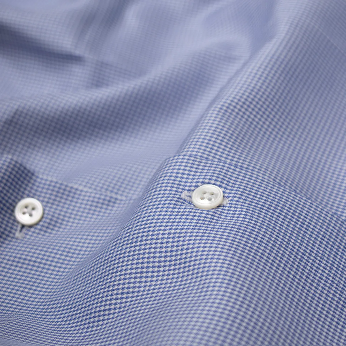 Blue Swiss Cotton Twill Long Sleeve Shirt