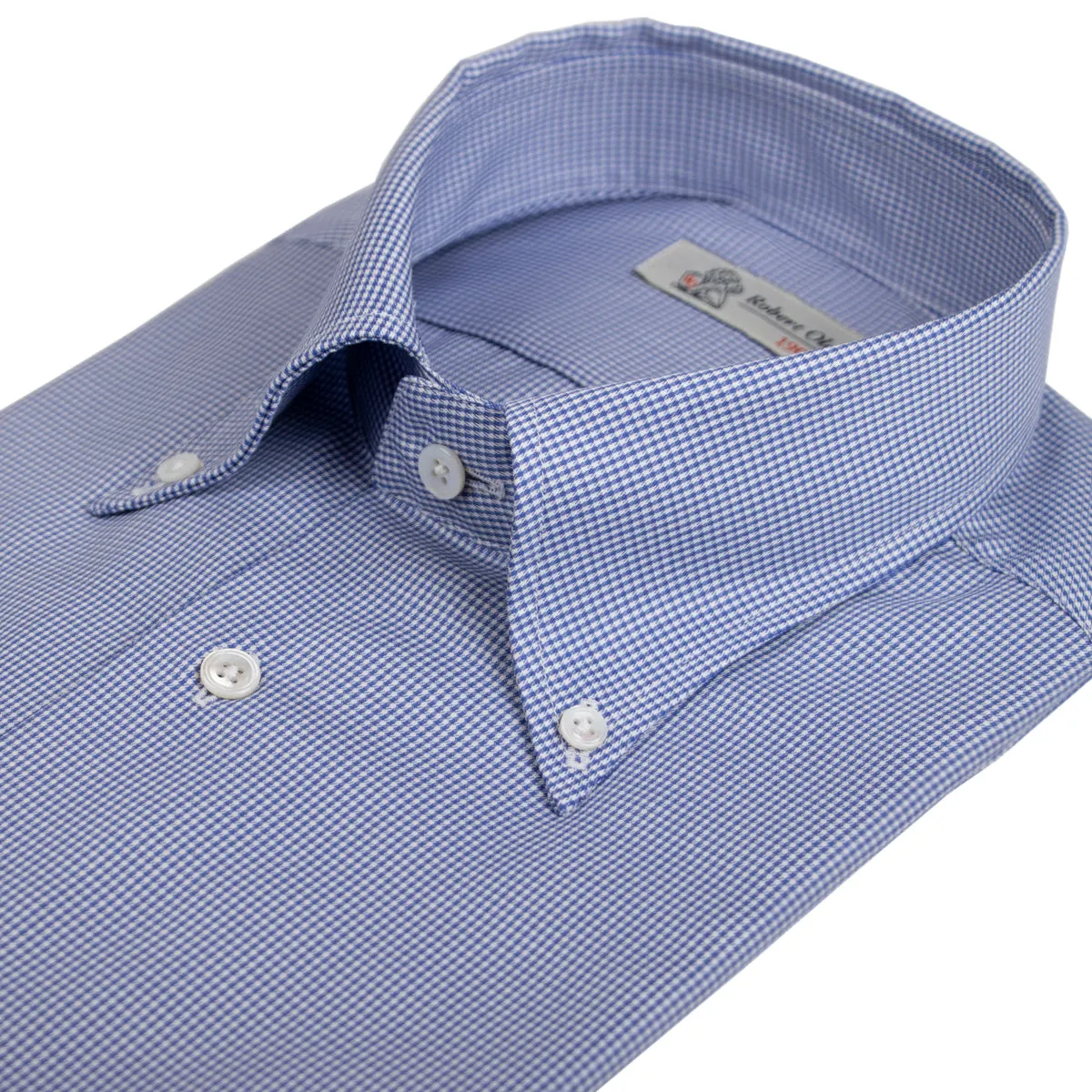 Blue Swiss Cotton Twill Long Sleeve Shirt