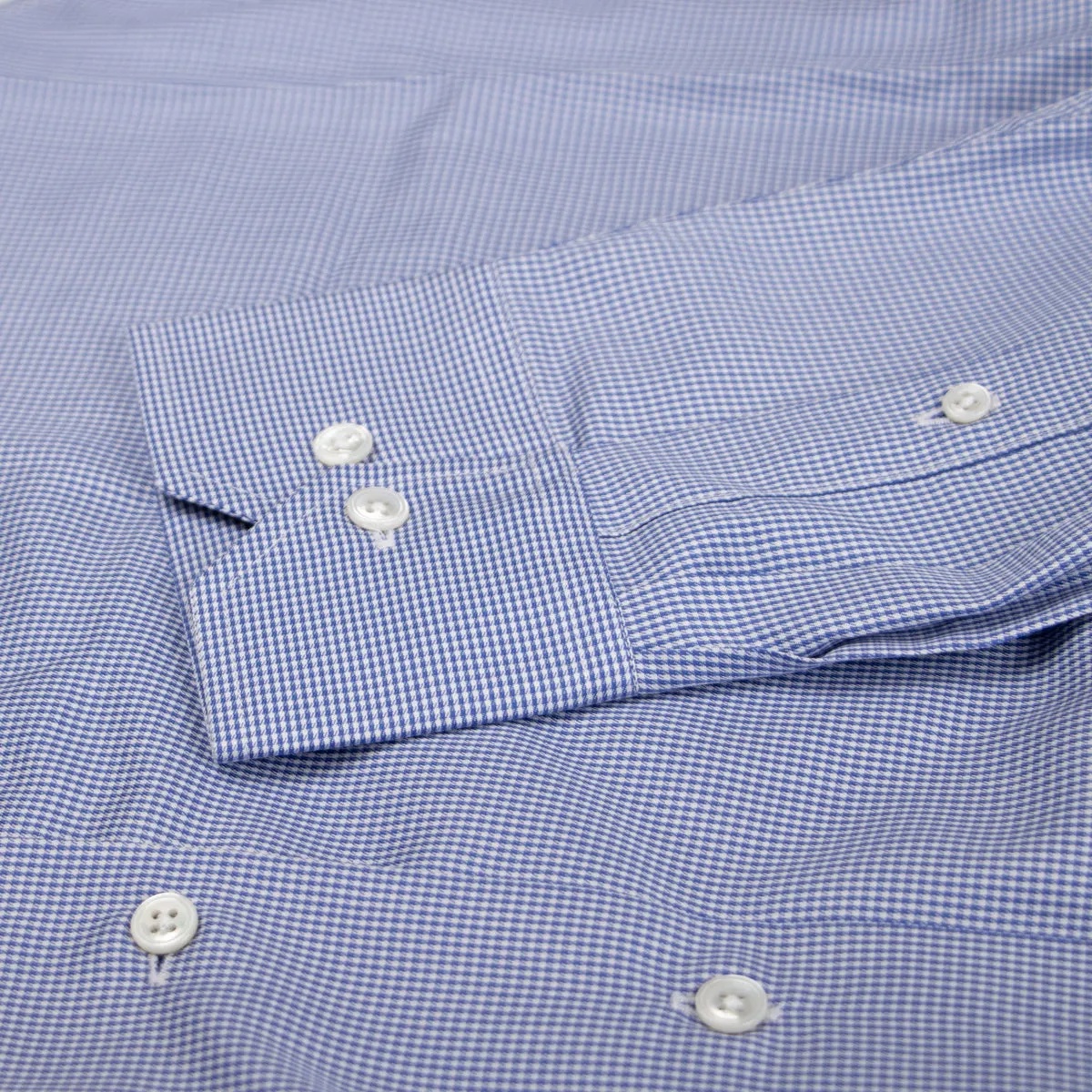 Blue Swiss Cotton Twill Long Sleeve Shirt