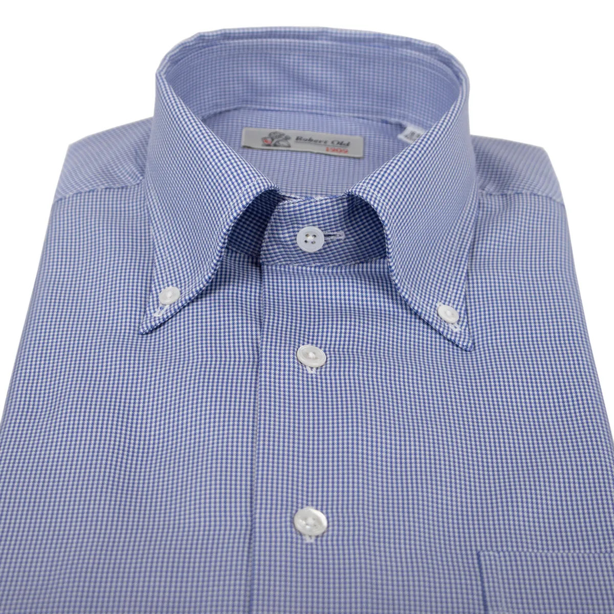 Blue Swiss Cotton Twill Long Sleeve Shirt
