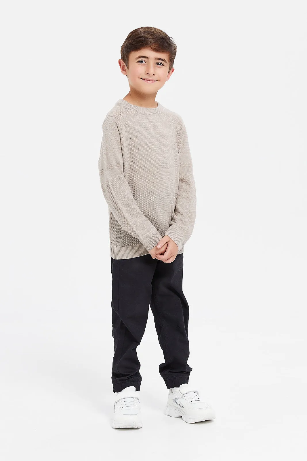 Boys Beige Plain Jumper