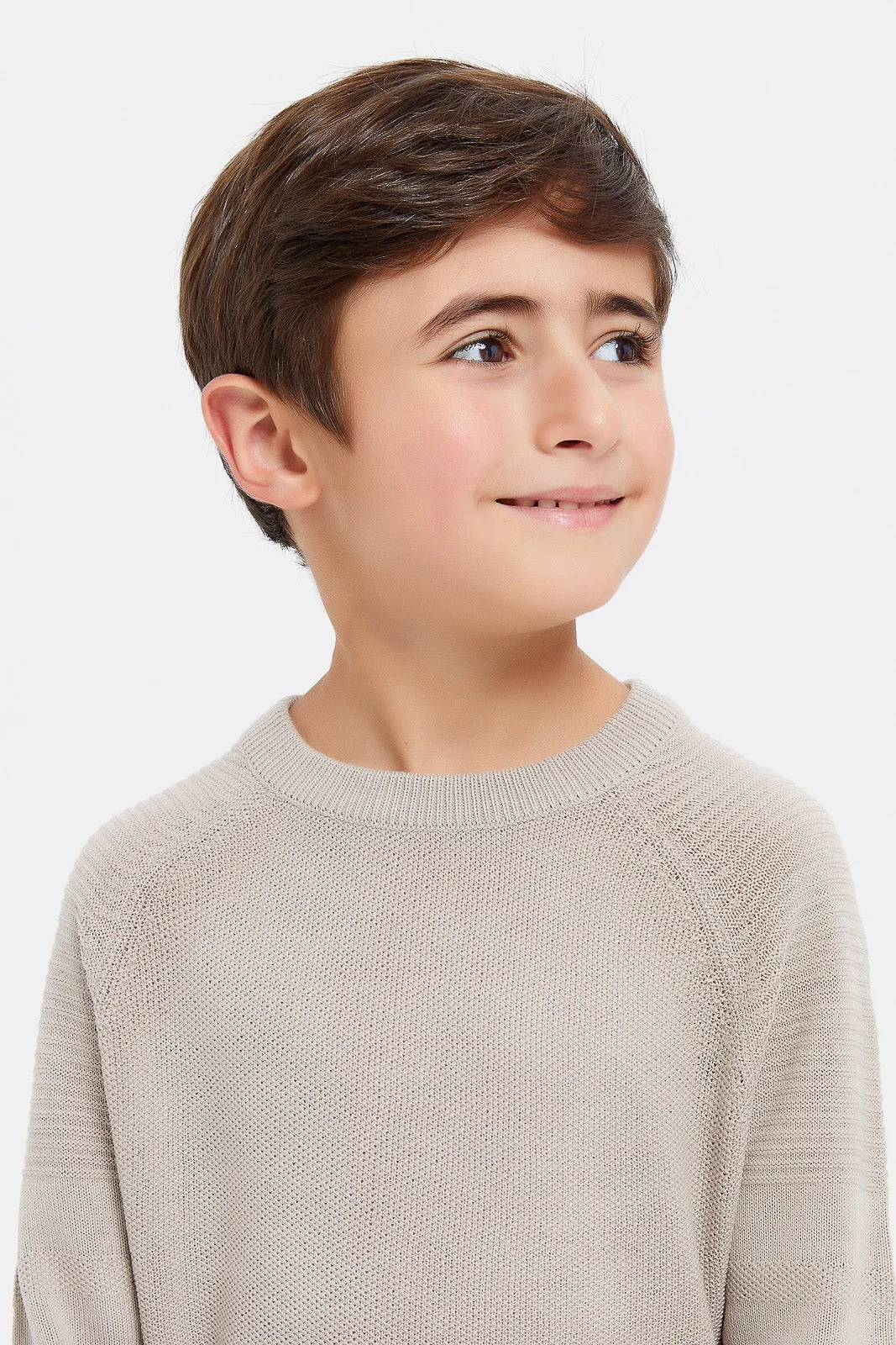 Boys Beige Plain Jumper