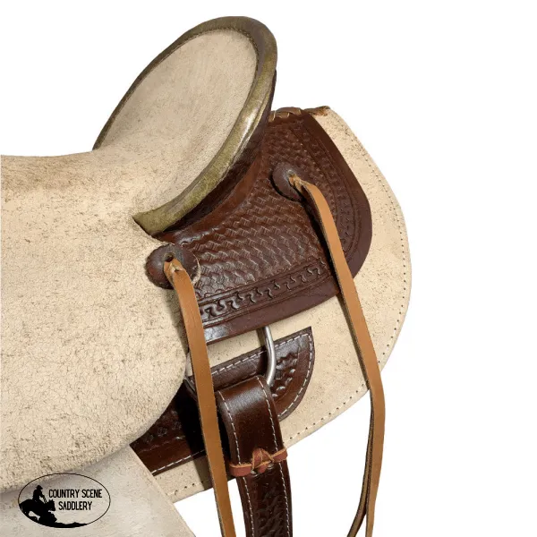 Buffalo Saddlery Rugged Outlaw Natural Roughout Roper Style Saddle - 16 Inch