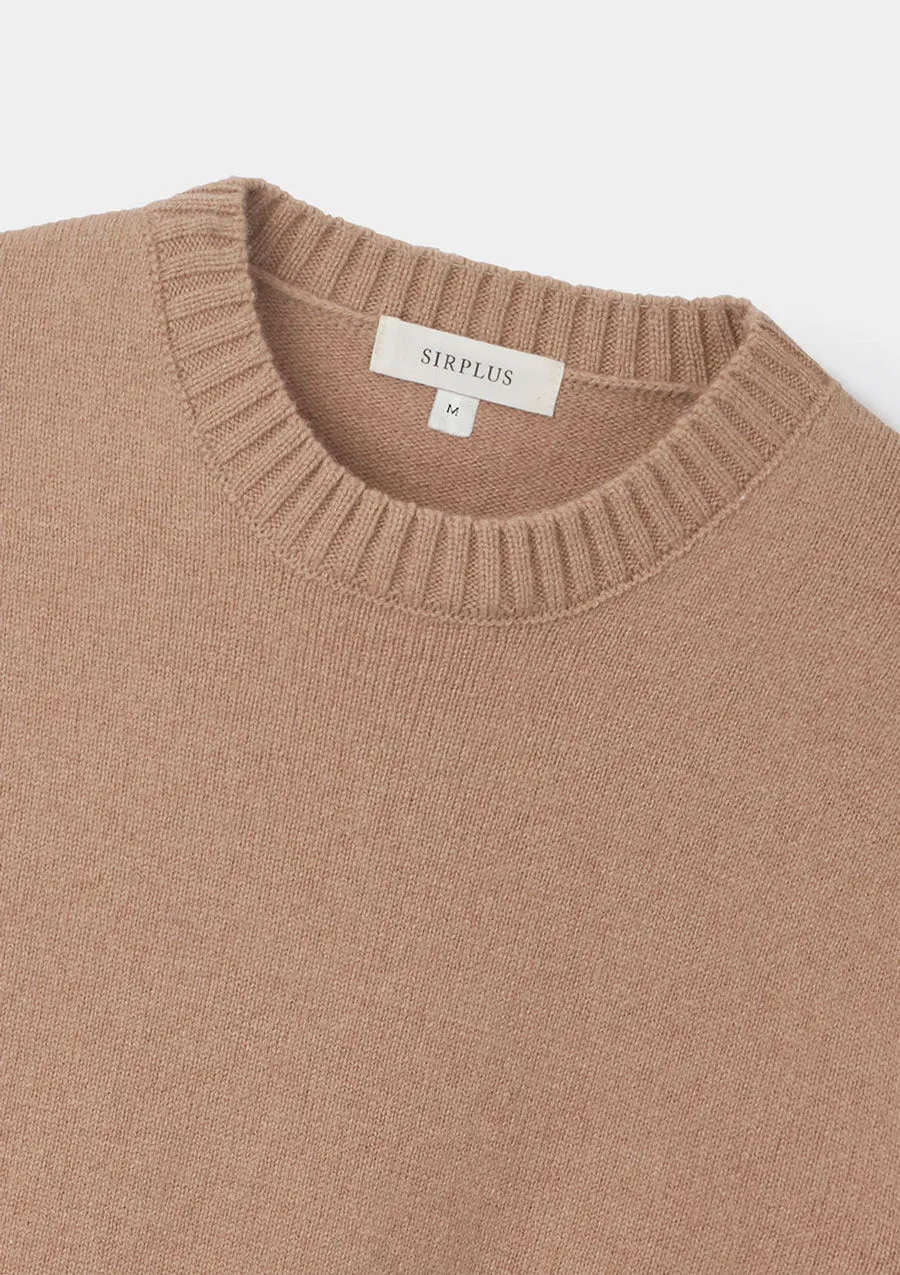 Camel Lambswool Crew Neck Jumper