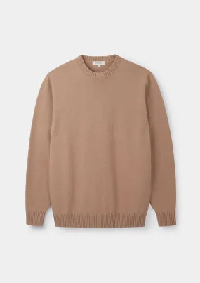 Camel Lambswool Crew Neck Jumper