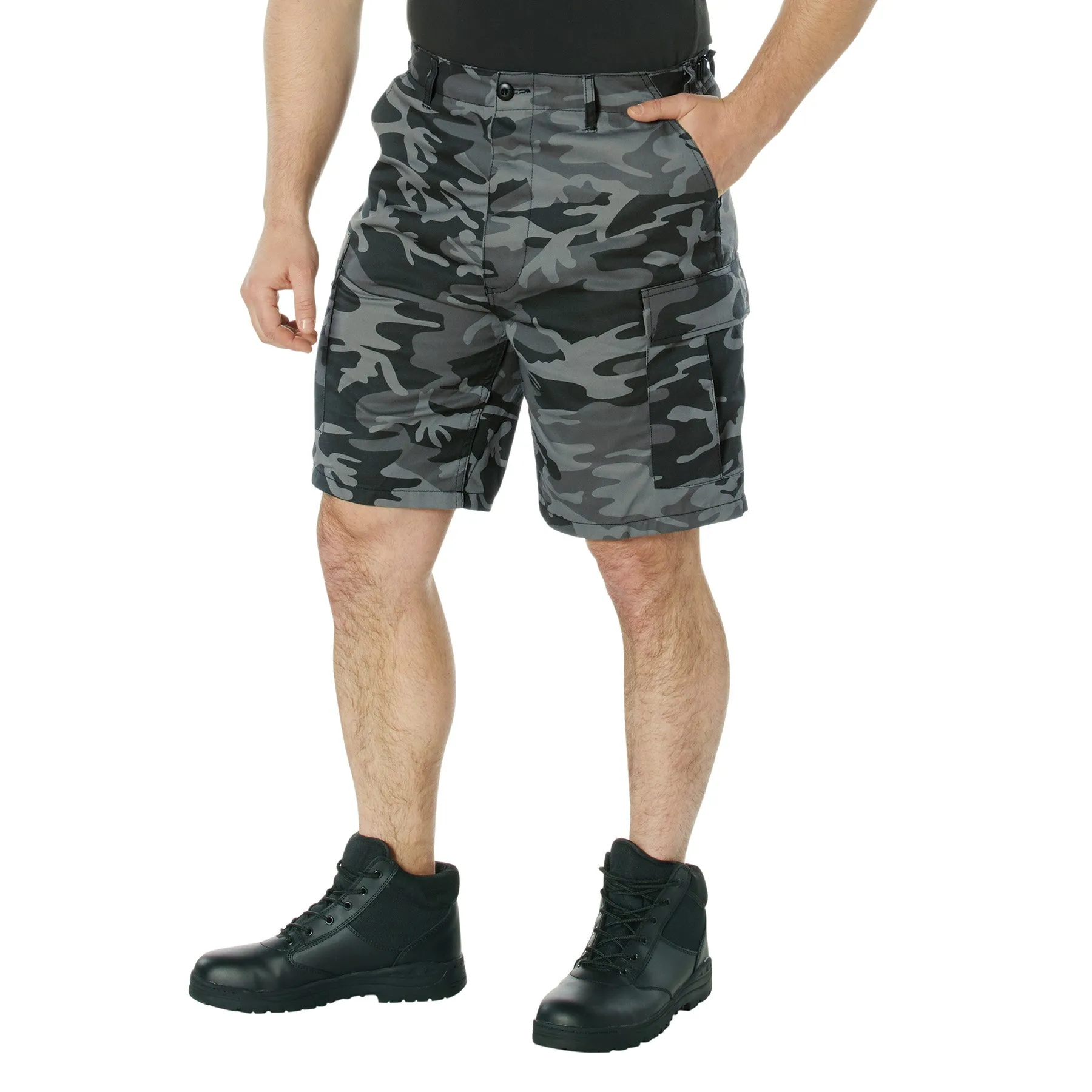 Camo BDU Shorts-Black Camo- Poly/Cotton