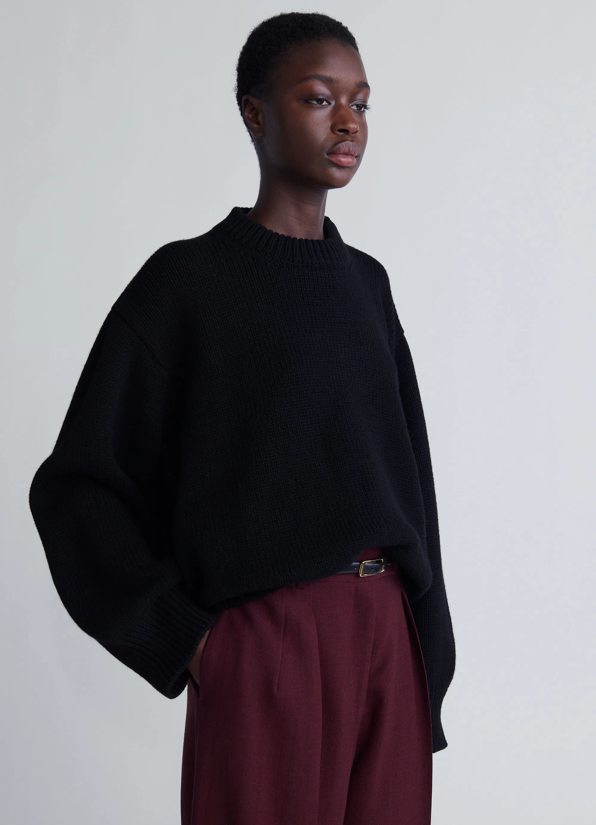 Caragh Chunky Crewneck in Black