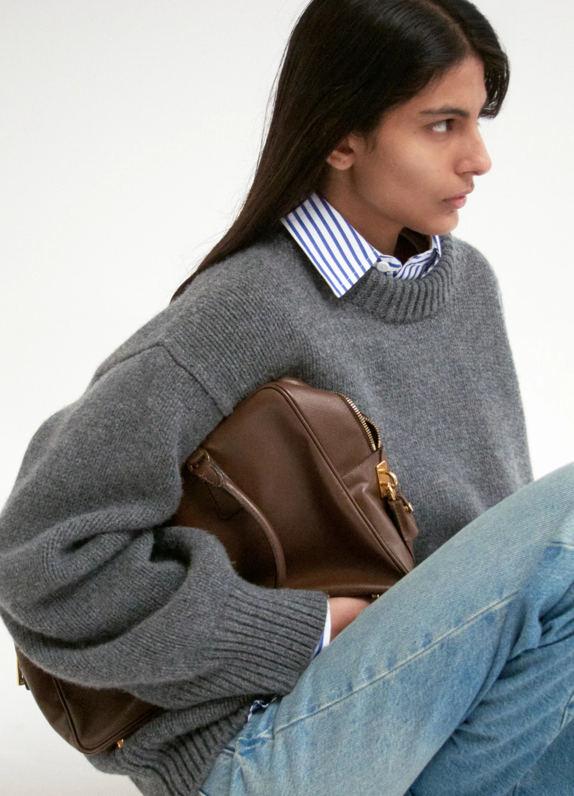 Caragh Chunky Crewneck in Derby Grey