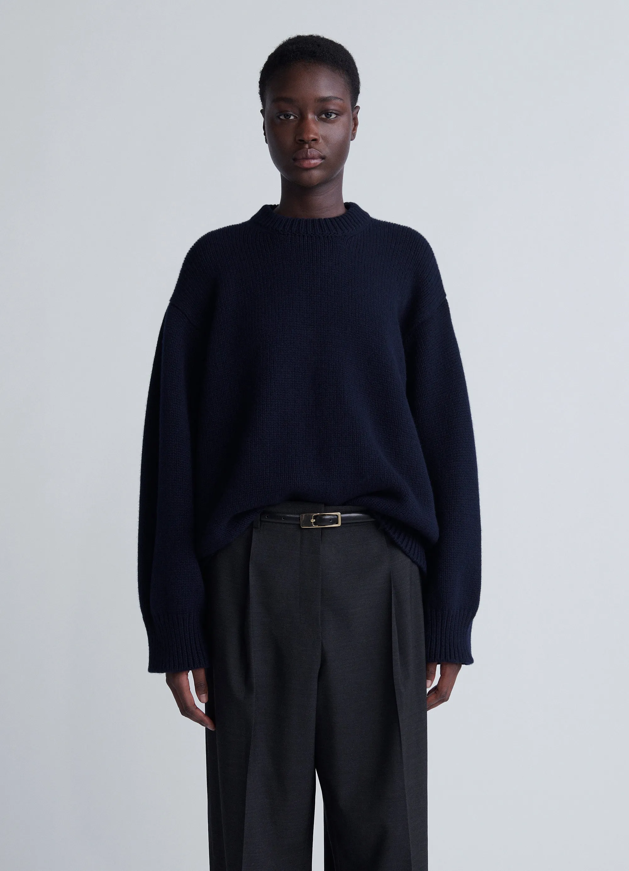 Caragh Chunky Crewneck in Navy