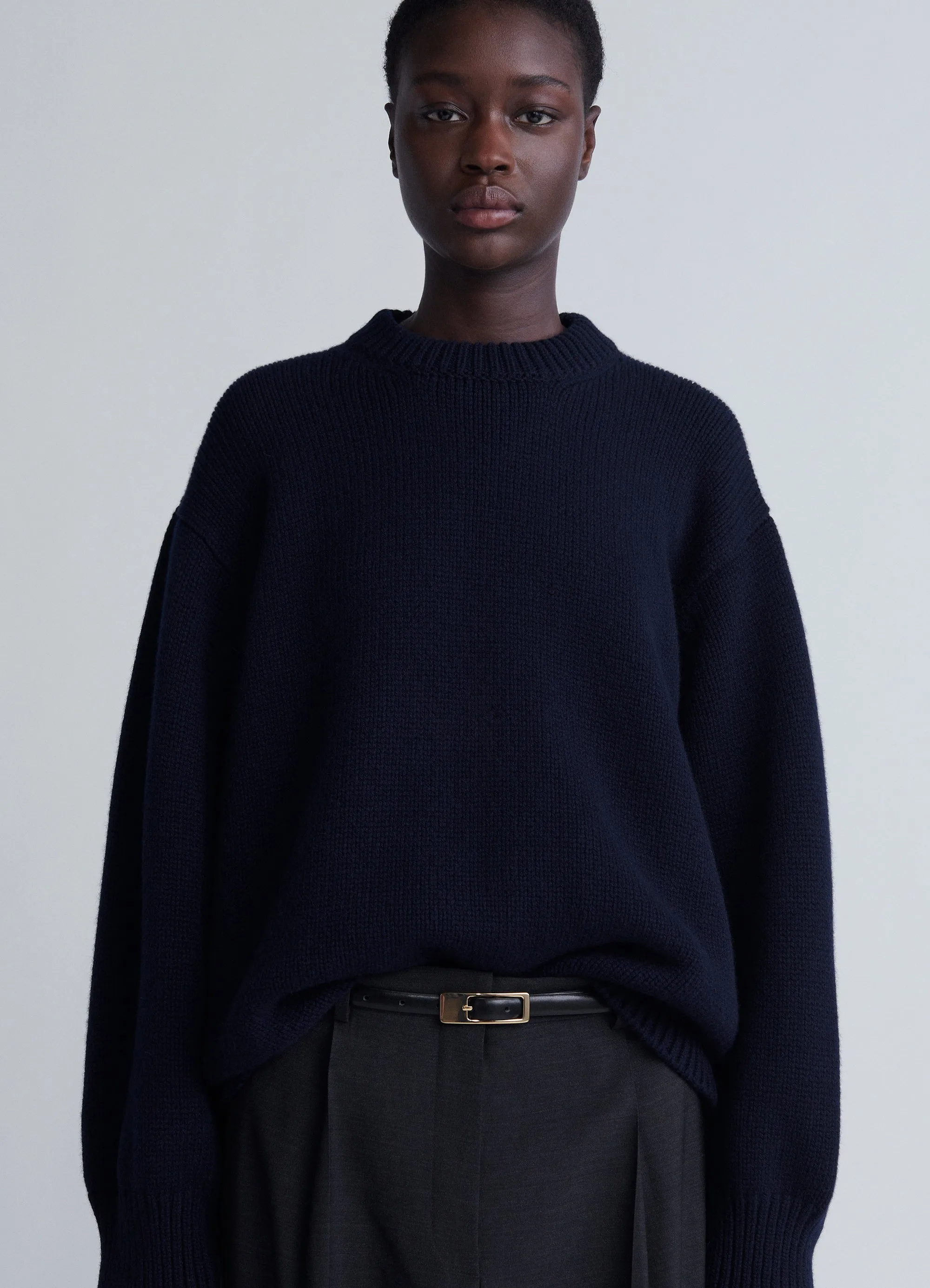 Caragh Chunky Crewneck in Navy