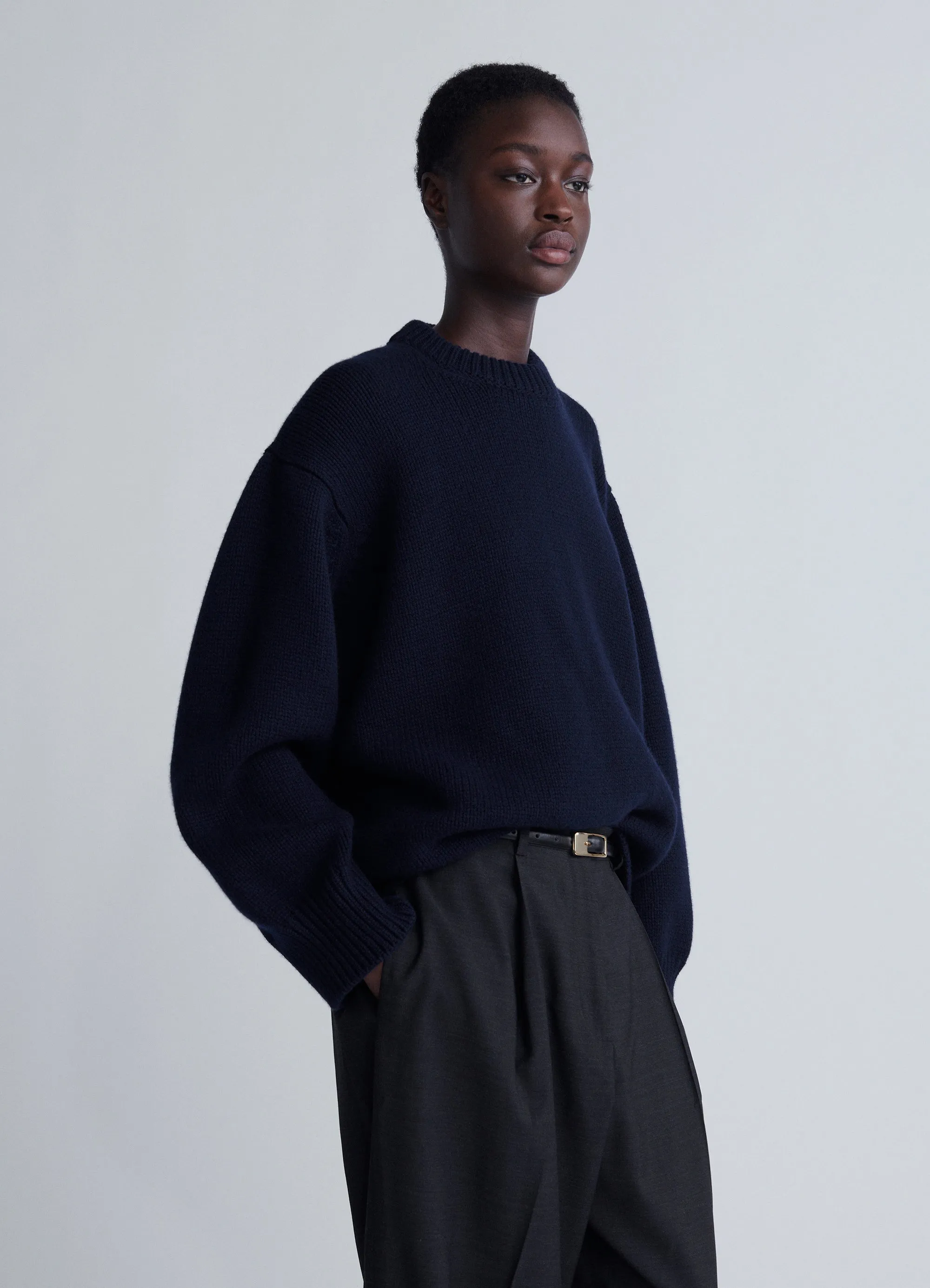 Caragh Chunky Crewneck in Navy