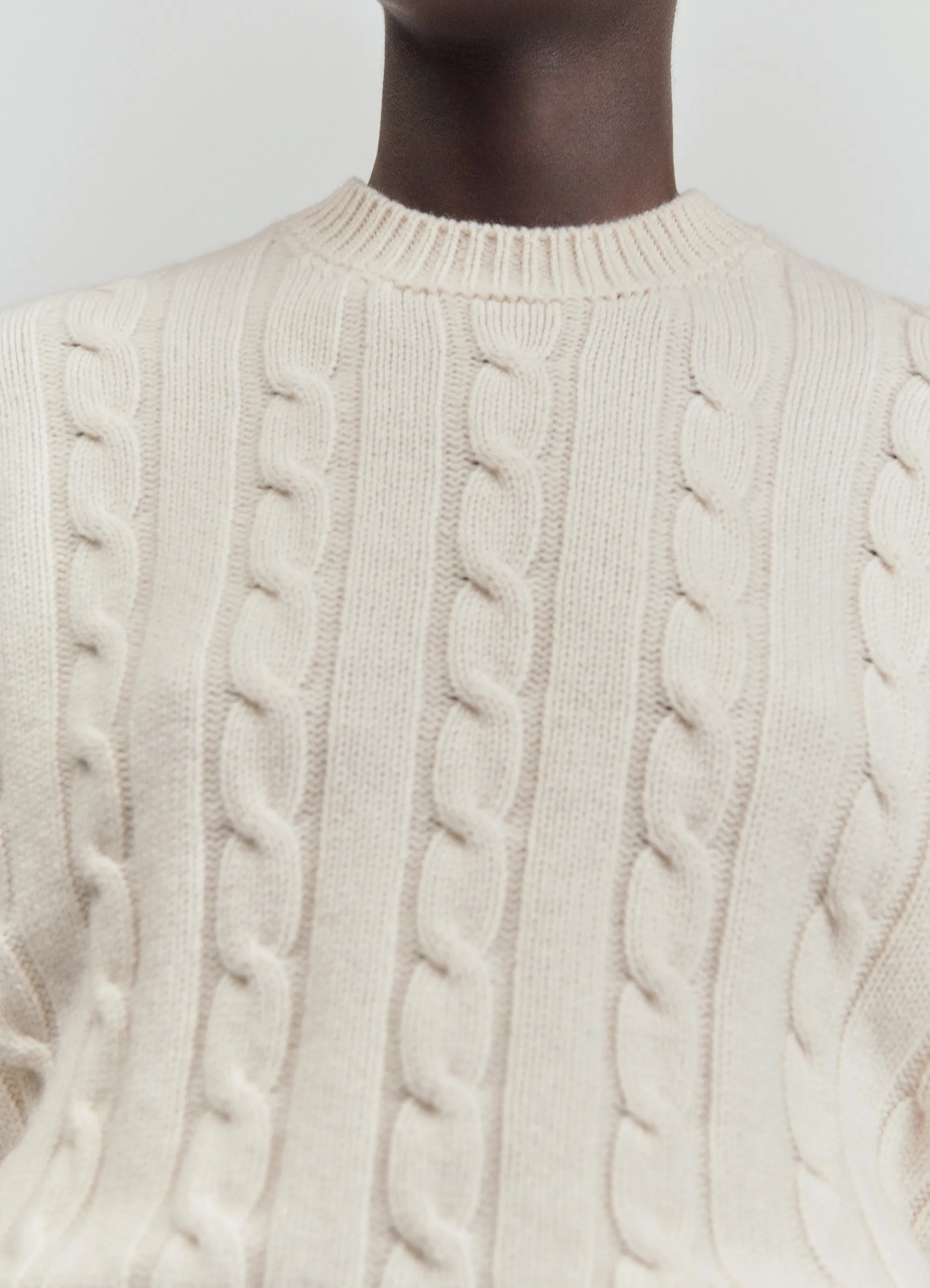 Carrow Cable Crewneck in Ecru