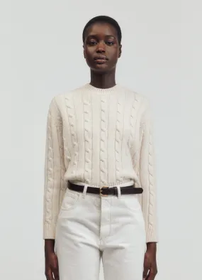 Carrow Cable Crewneck in Ecru