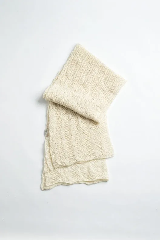 Cream Knit Lace Alpaca Scarf