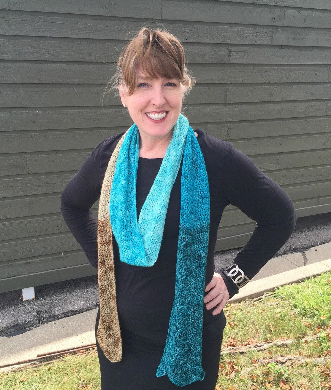 Crochet Pattern, Floats Your Boat Ripple Scarf, Treasured Toes Sock Yarn