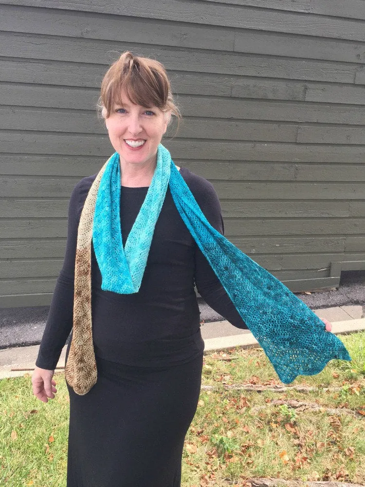 Crochet Pattern, Floats Your Boat Ripple Scarf, Treasured Toes Sock Yarn