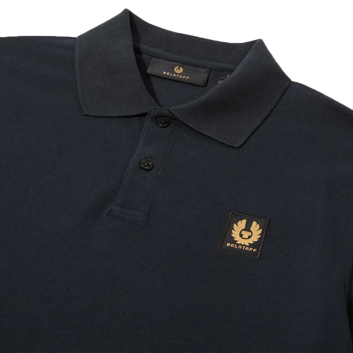 Dark Ink Long Sleeved Cotton Polo Shirt