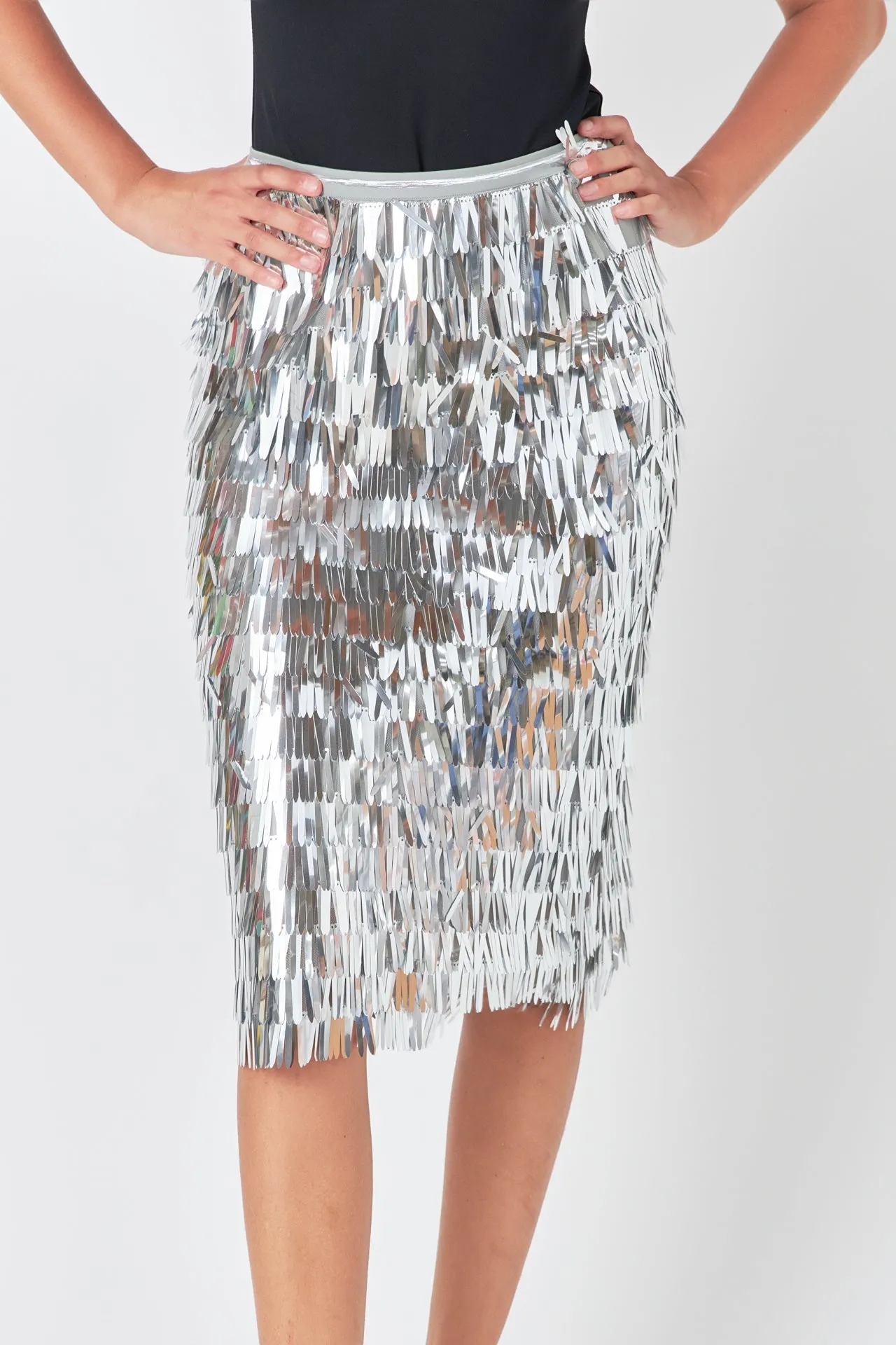 Endless Rose - Fringed Metallic Midi Skirt