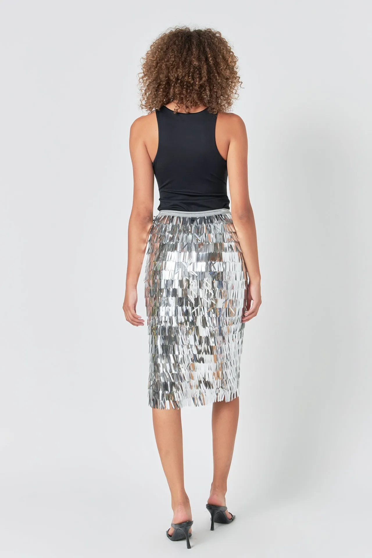 Endless Rose - Fringed Metallic Midi Skirt
