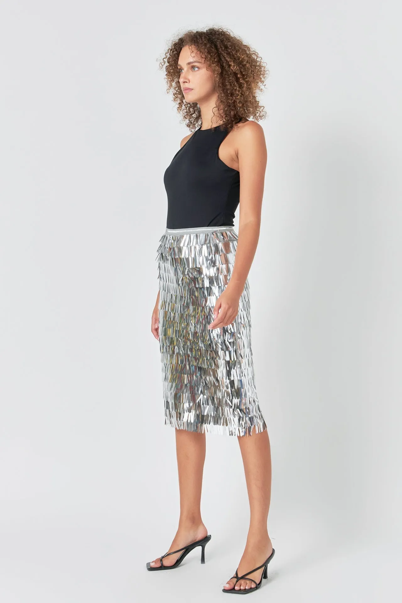 Endless Rose - Fringed Metallic Midi Skirt