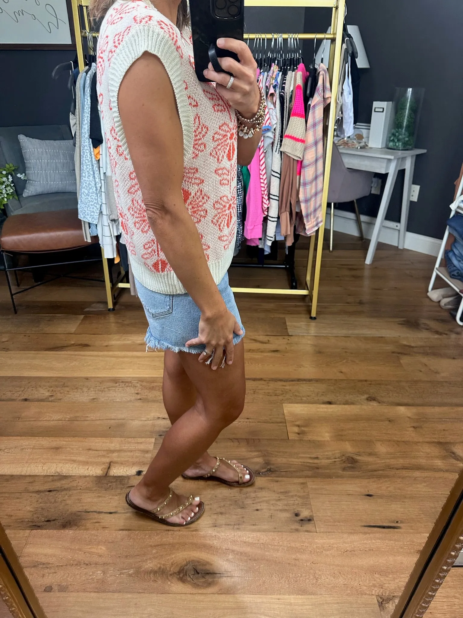 Every Summer After Vintage Floral Knit Top - Burnt Orange