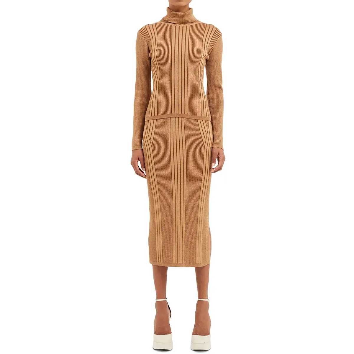 French Connection Womens Mari Side Slit Long Pencil Skirt